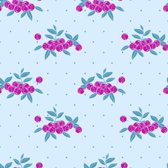 Vector pattern berry with leaves