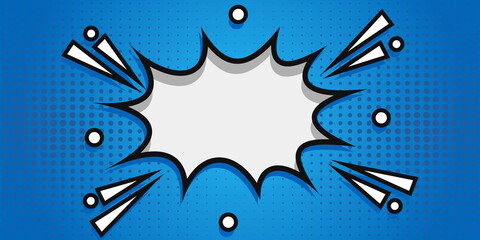 Clear empty boom comic text speech bubble Pop Art Style. Empty wow balloon. Vector illustration conversation