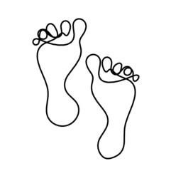 Silhouette of abstract foot as line drawing on white. Vector