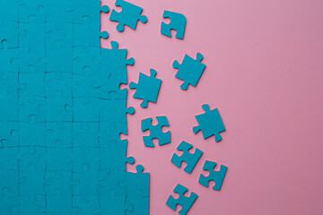 A set of puzzles, the process of collecting in a large pattern. Teamwork and problem solving,...