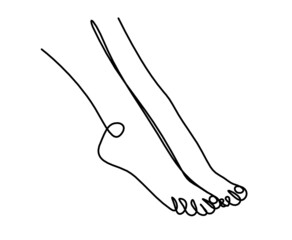 Silhouette of abstract foot as line drawing on white