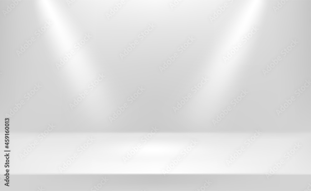 Poster Empty stage with spotlight. 3d style vector background