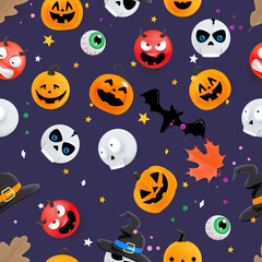 Fototapeta premium Set of Halloween elements seamless vector pattern