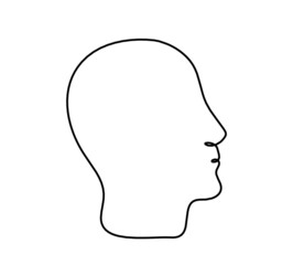 Man silhouette profile as line drawing on white background. Vector