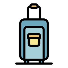 Wheel travel bag icon. Outline wheel travel bag vector icon color flat isolated