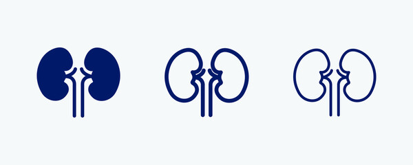 Kidney icon set isolated symbol in different style illustration. organ vector icons designed in filled, outline, line and stroke style