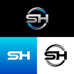 SH Letter Initial Logo Design Template Vector Illustration