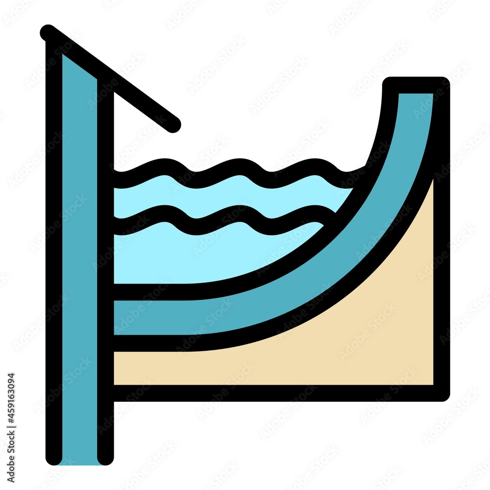 Poster water in gutter icon. outline water in gutter vector icon color flat isolated