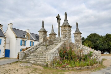 The famous calvary of Saint-Cado in Brittany Morbihan France