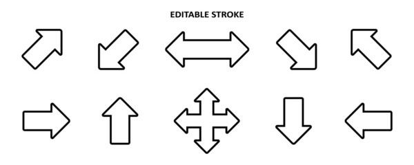 Set arrow icon. Collection different arrows sign of the right, left, up, down direction. Black vector abstract elements isolated on white background