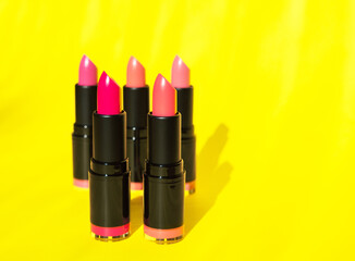 bright lipstick on a yellow background