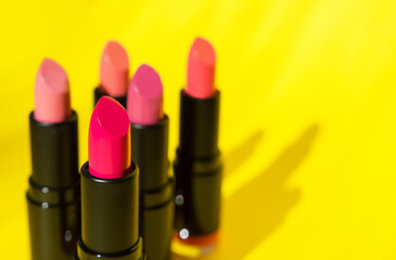 bright lipstick on a yellow background