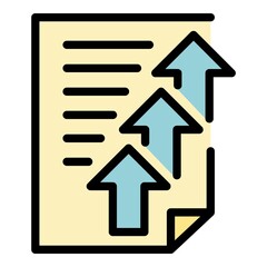 Upload report icon. Outline upload report vector icon color flat isolated