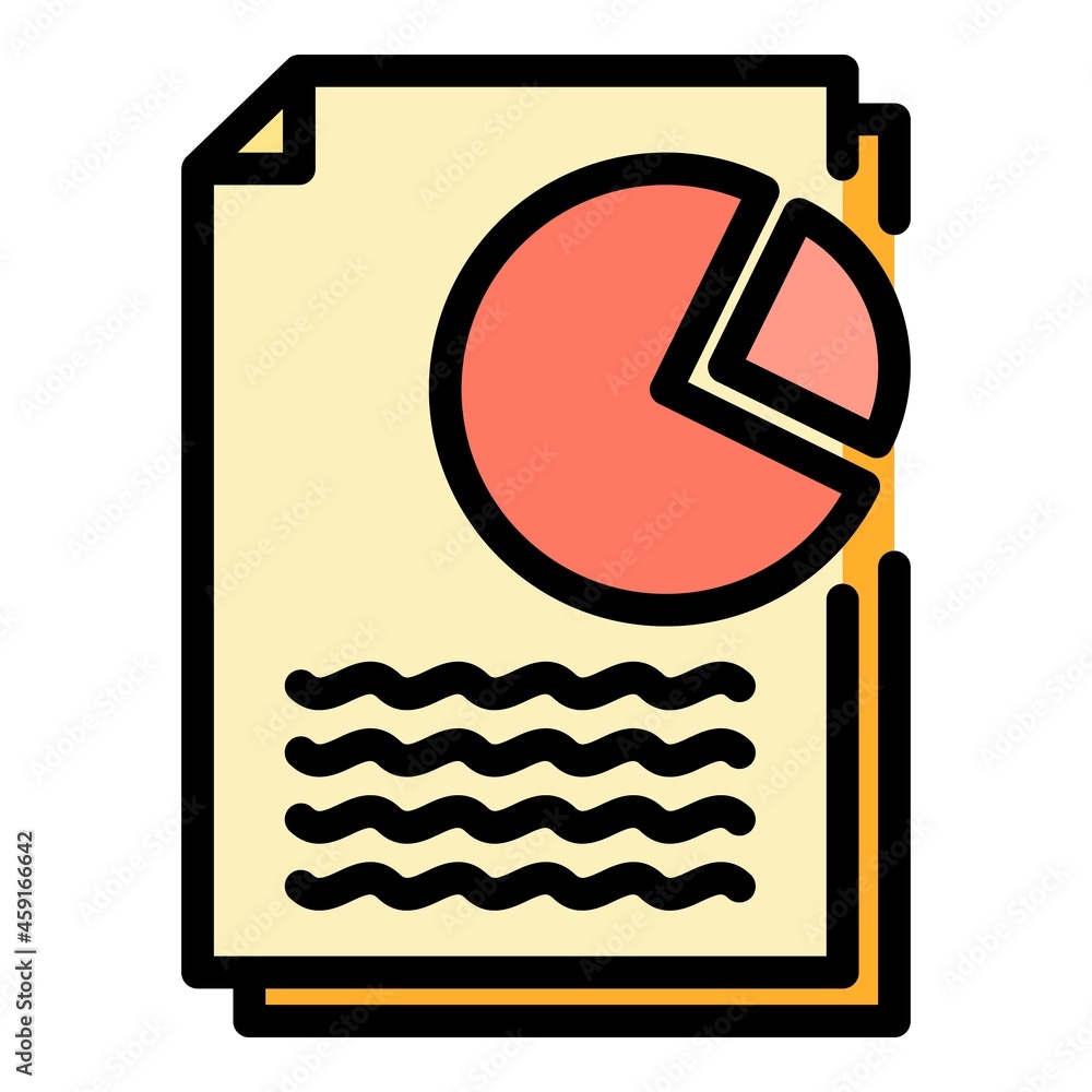 Poster pie chart report icon. outline pie chart report vector icon color flat isolated