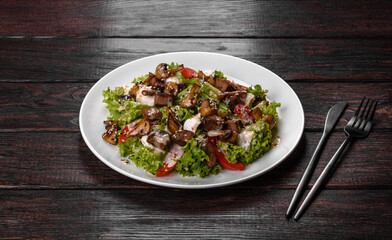 Delicious fresh beef salad for a festive table