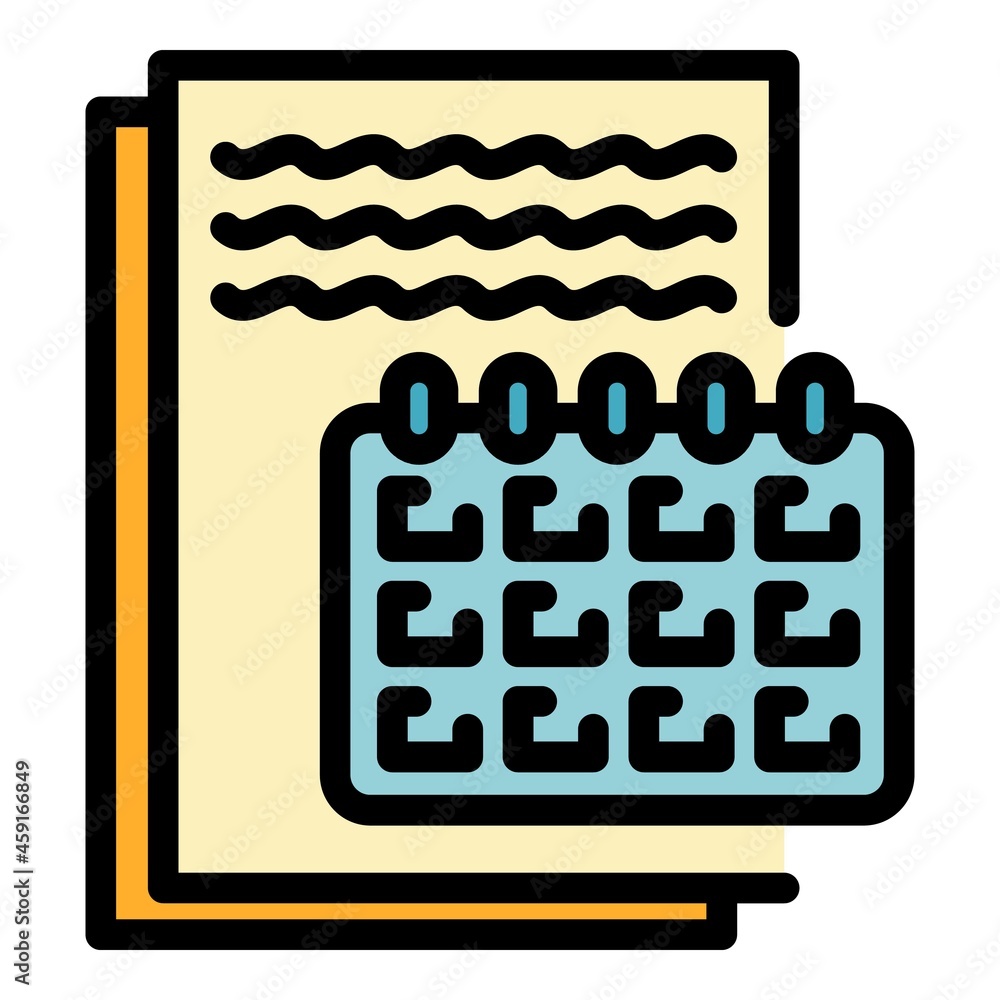 Poster calendar report icon. outline calendar report vector icon color flat isolated