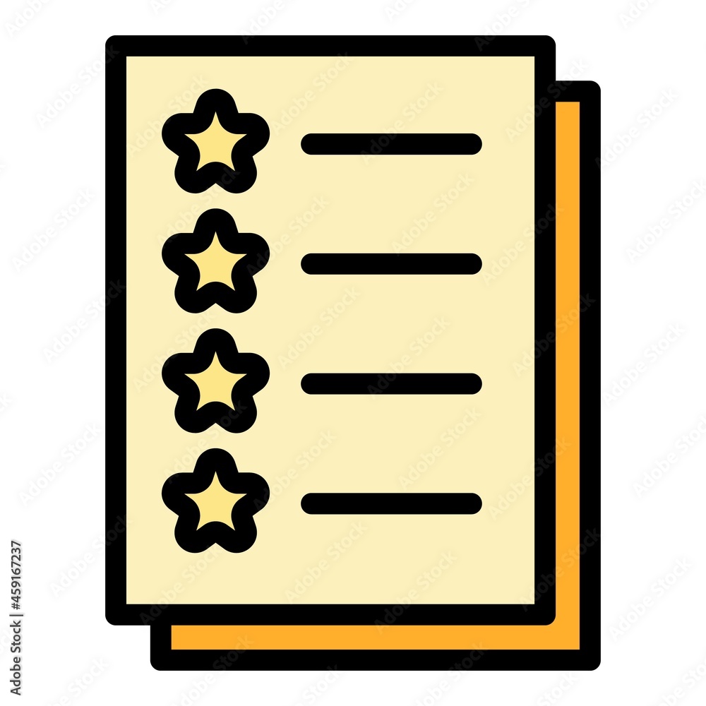 Poster star points checklist icon. outline star points checklist vector icon color flat isolated