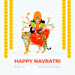 Happy Navratri wishes, concept art of Navratri, illustration of 9 avatars of goddess Durga Kushmanda Devi
