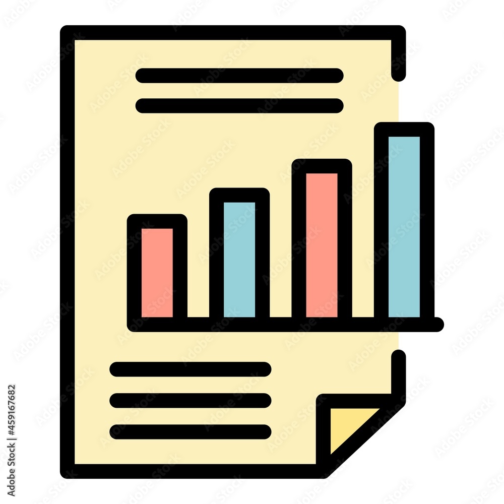 Poster graph chart report icon. outline graph chart report vector icon color flat isolated