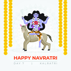 Happy Navratri wishes, concept art of Navratri, illustration of 9 avatars of goddess Durga, kalratri vector