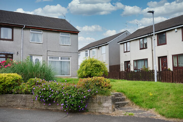 Derelict council house in poor housing estate slum with many social welfare issues in Port Glasgow
