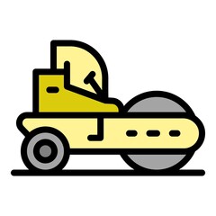 Repair road roller icon. Outline repair road roller vector icon color flat isolated