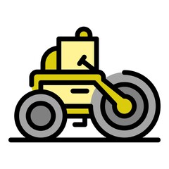 Making road roller icon. Outline making road roller vector icon color flat isolated