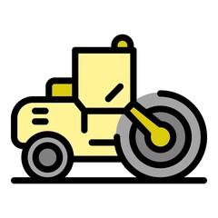 Business road roller icon. Outline business road roller vector icon color flat isolated