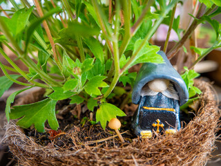 Preacher Gnome in a Flower Pot