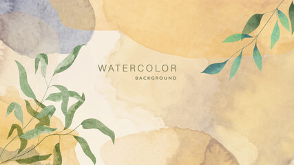 Luxury watercolor botanical background for invitations, social media, web banners