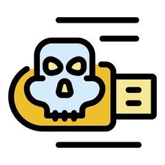 Fraud usb virus icon. Outline fraud usb virus vector icon color flat isolated