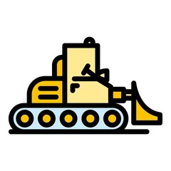Heavy bulldozer icon. Outline heavy bulldozer vector icon color flat isolated