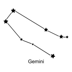 Constellation of zodiac sign Gemini on white background, vector illustration