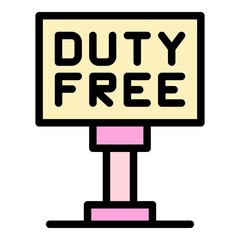 Duty free board icon. Outline duty free board vector icon color flat isolated