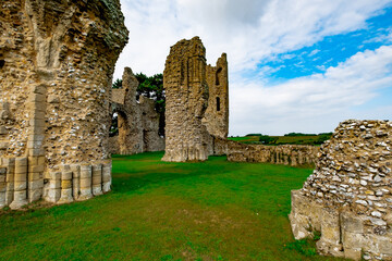 The stone and flint remains of a thirteenth century disused and derelict priory in the English...