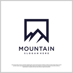 Mountain logo design with modern creative style Premium Vector