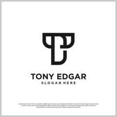 Letter logo with initial TE with unique style Premium Vector