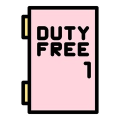 Duty free door icon. Outline duty free door vector icon color flat isolated