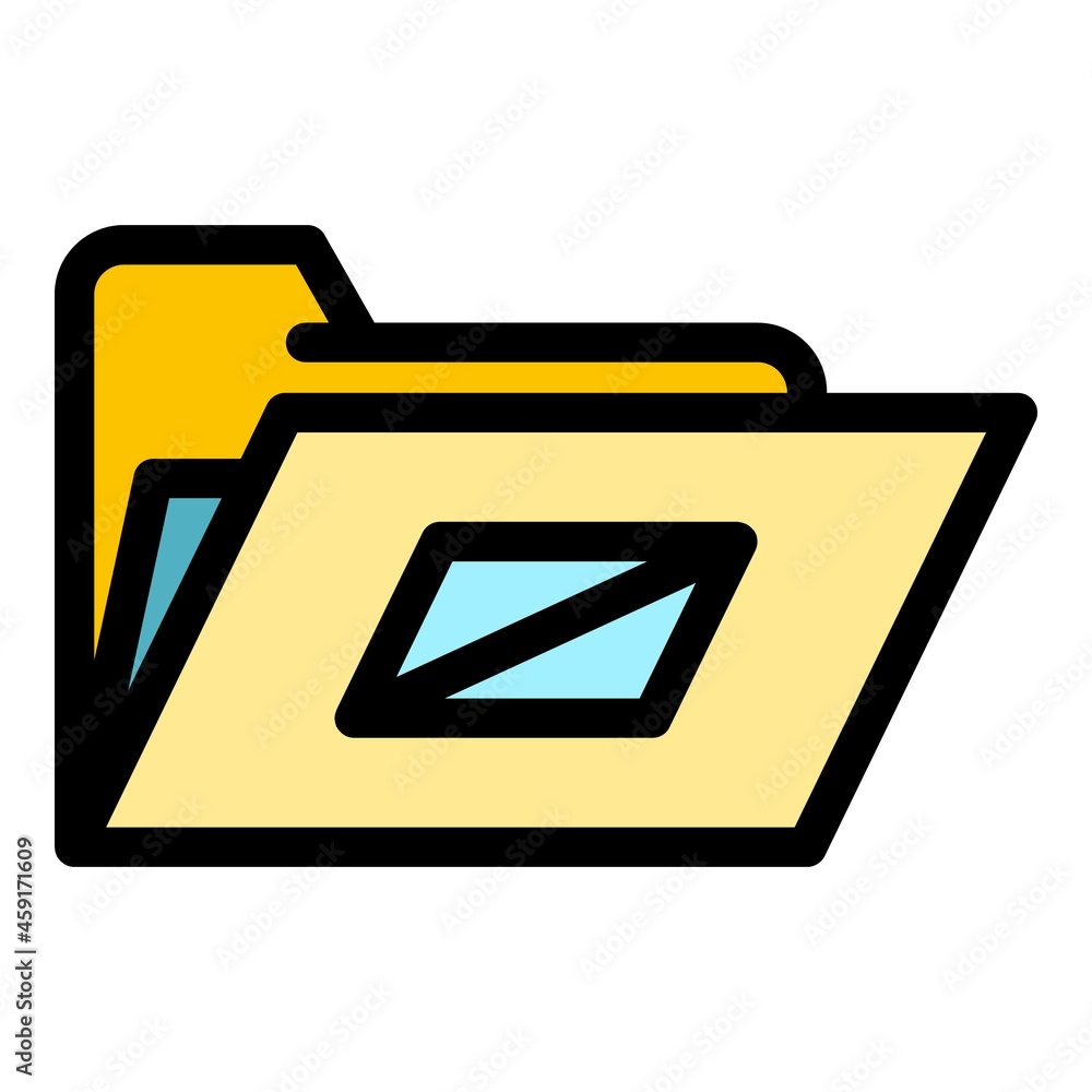 Poster file folder icon. outline file folder vector icon color flat isolated
