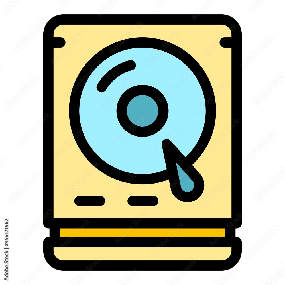 Poster hard disk icon. outline hard disk vector icon color flat isolated