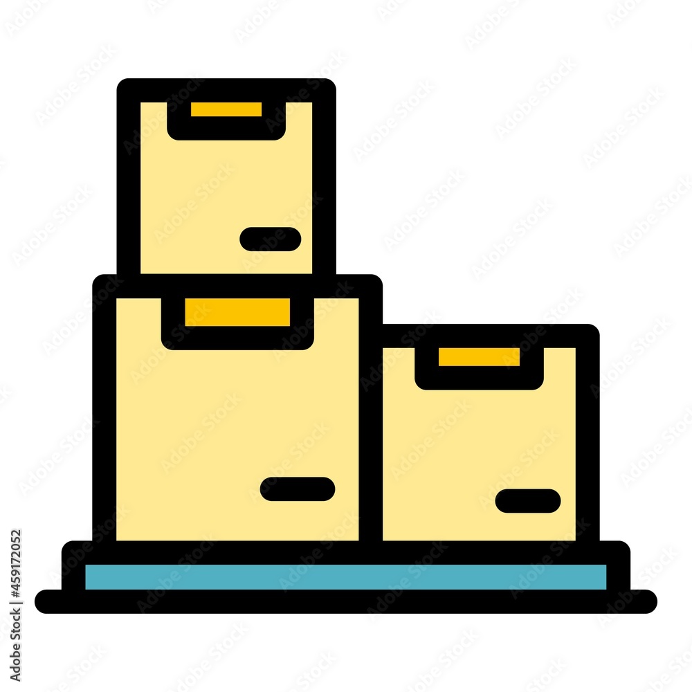 Poster box file storage icon. outline box file storage vector icon color flat isolated