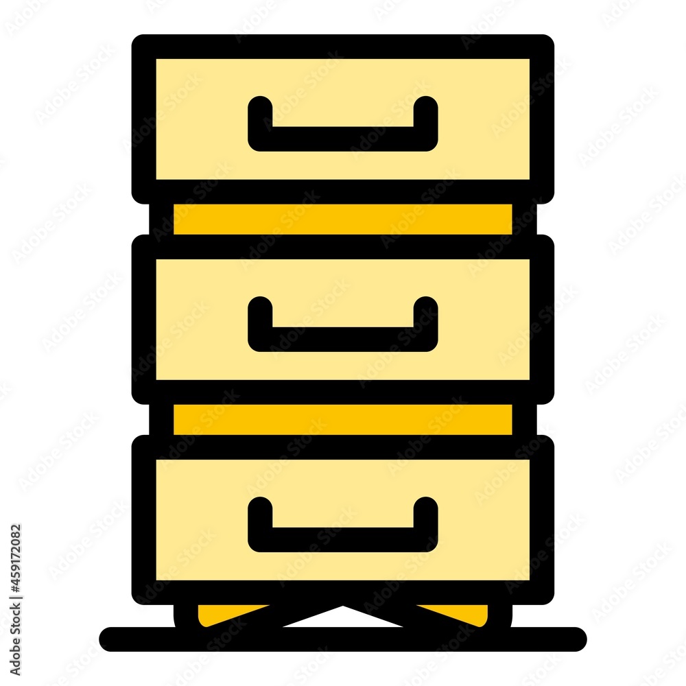 Poster data file drawer icon. outline data file drawer vector icon color flat isolated