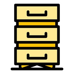 Data file drawer icon. Outline data file drawer vector icon color flat isolated