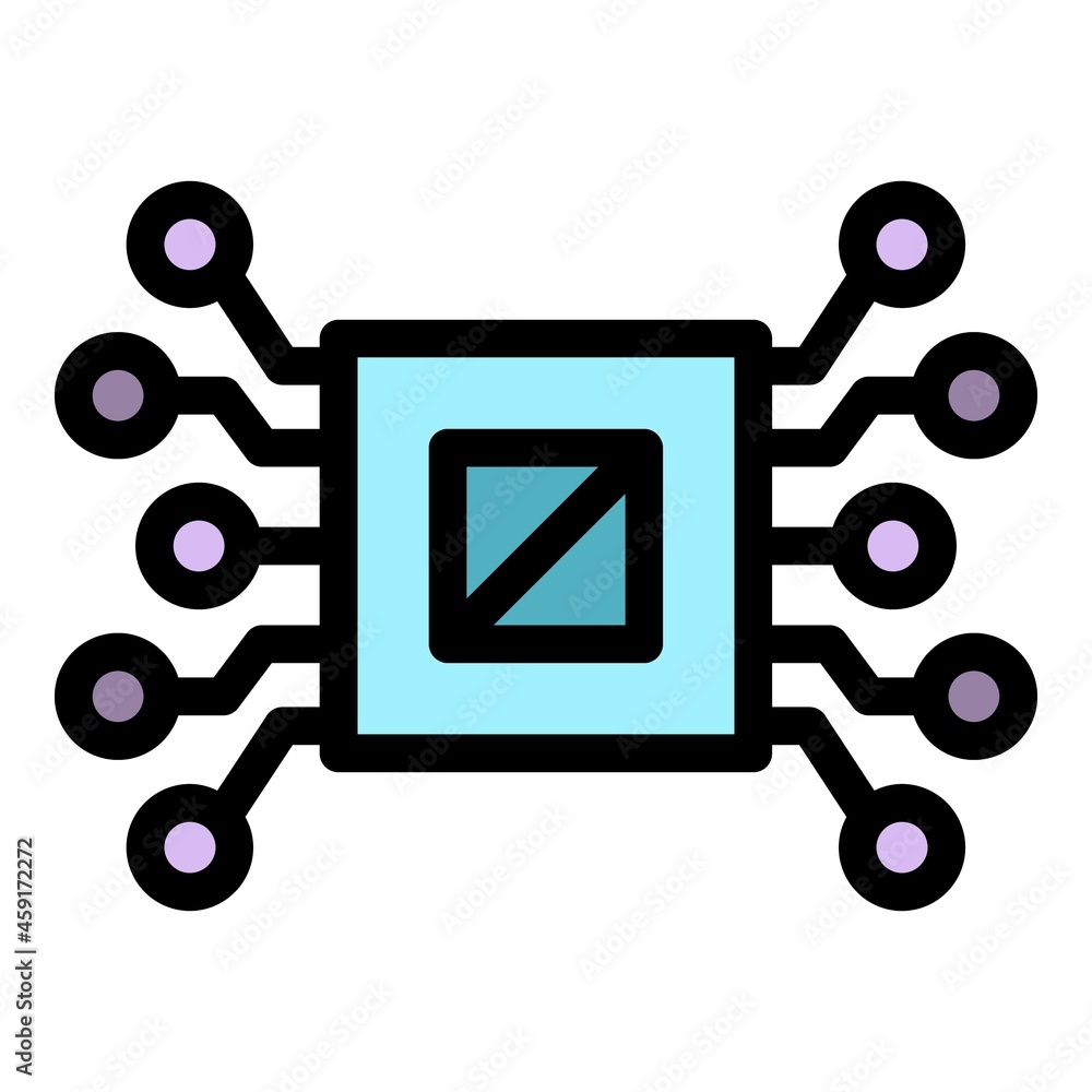 Poster ai processor icon. outline ai processor vector icon color flat isolated