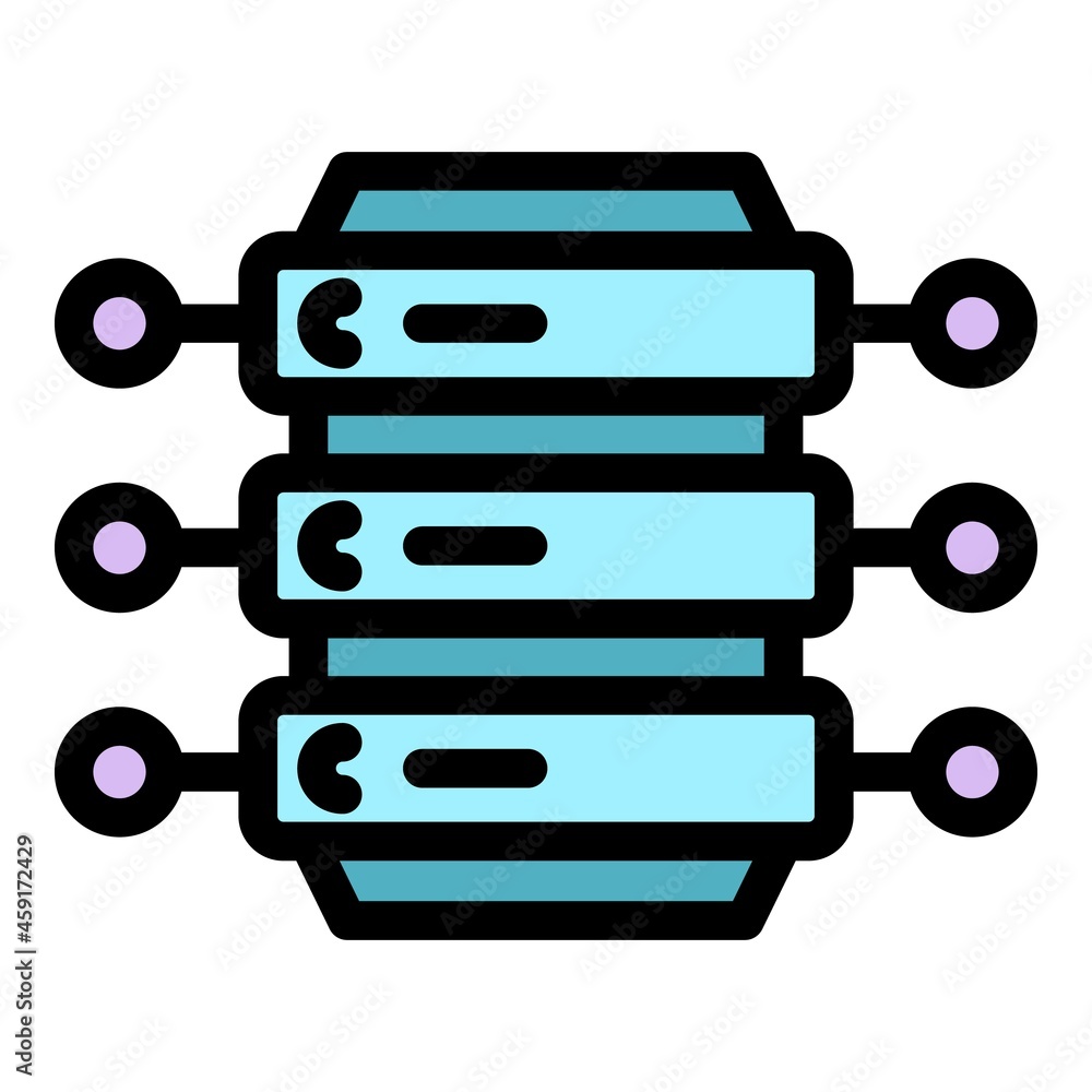 Poster digital server data icon. outline digital server data vector icon color flat isolated