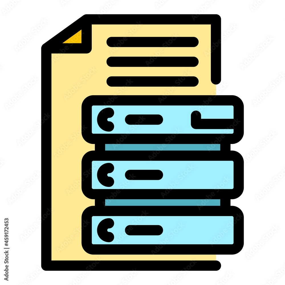 Poster check server file folder icon. outline check server file folder vector icon color flat isolated