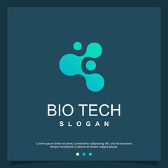 Bio tech logo with circle style Premium Vector