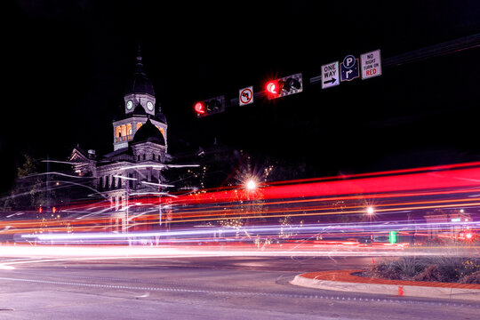 Denton, TX Square at Night