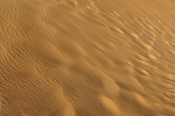 Closeup view of sand dune in desert as background