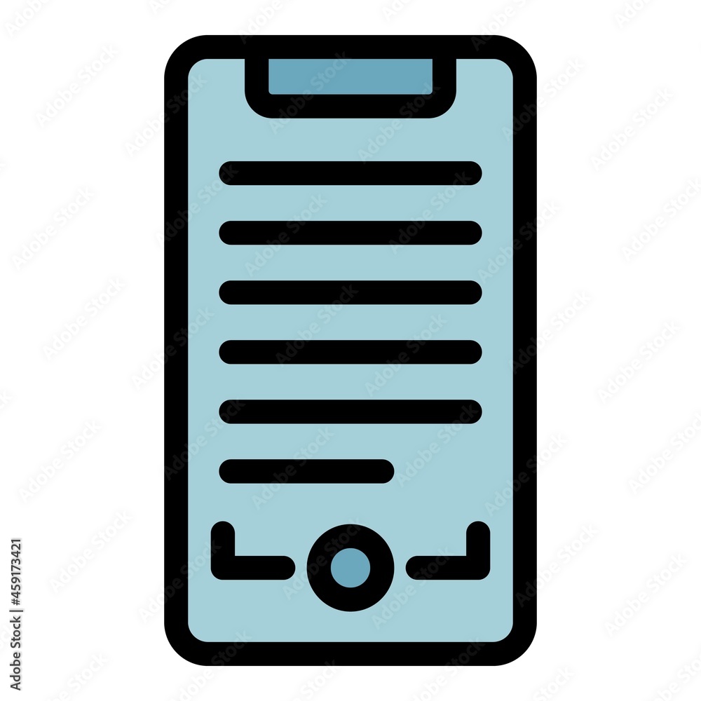 Poster smartphone screen text record icon. outline smartphone screen text record vector icon color flat iso
